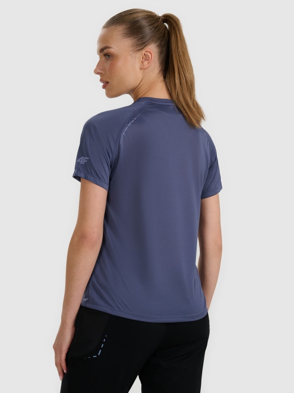 Damska koszulka do biegania 4F 4FWAW25TFTSF1502 - granatowa