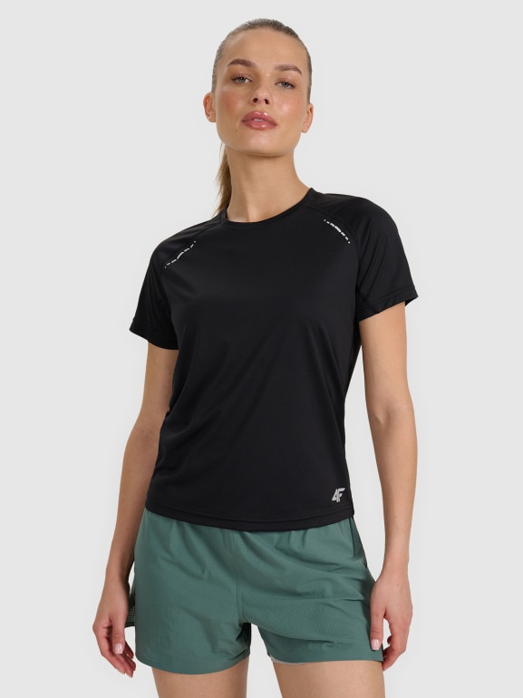 Damska koszulka do biegania 4F 4FWAW25TFTSF1510 - czarna
