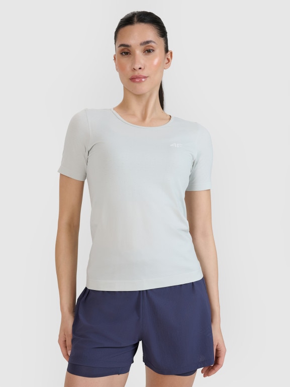 Damska koszulka do biegania 4F 4FWSS25TFTSF1266 - szara