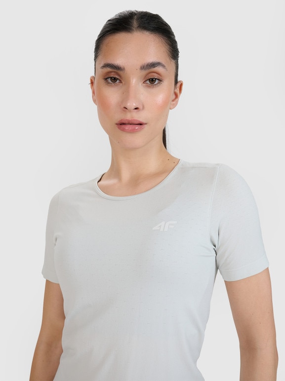 Damska koszulka do biegania 4F 4FWSS25TFTSF1266 - szara