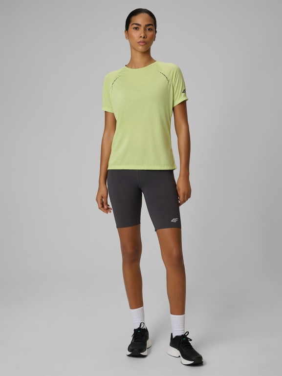 Damska koszulka do biegania 4F 4FWSS26TFTSF1801 - żółta
