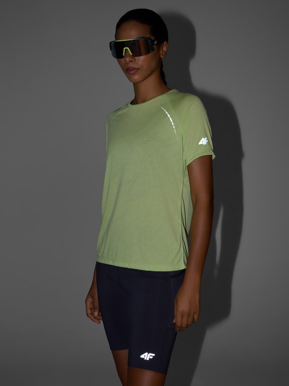 Damska koszulka do biegania 4F 4FWSS26TFTSF1801 - żółta