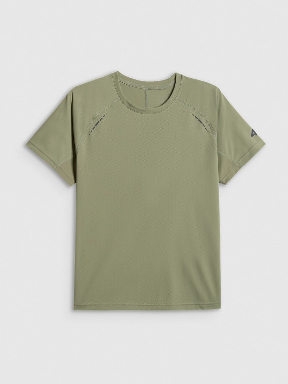 Damska koszulka do biegania szybkochnąca 4F 4FWSS26TFTSF1805 - khaki