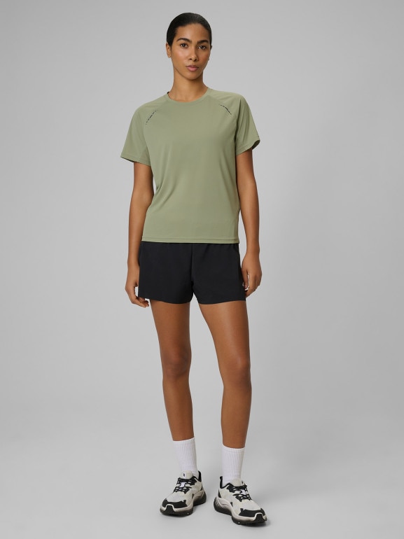 Damska koszulka do biegania szybkochnąca 4F 4FWSS26TFTSF1805 - khaki