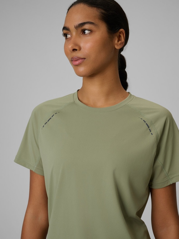 Damska koszulka do biegania szybkochnąca 4F 4FWSS26TFTSF1805 - khaki