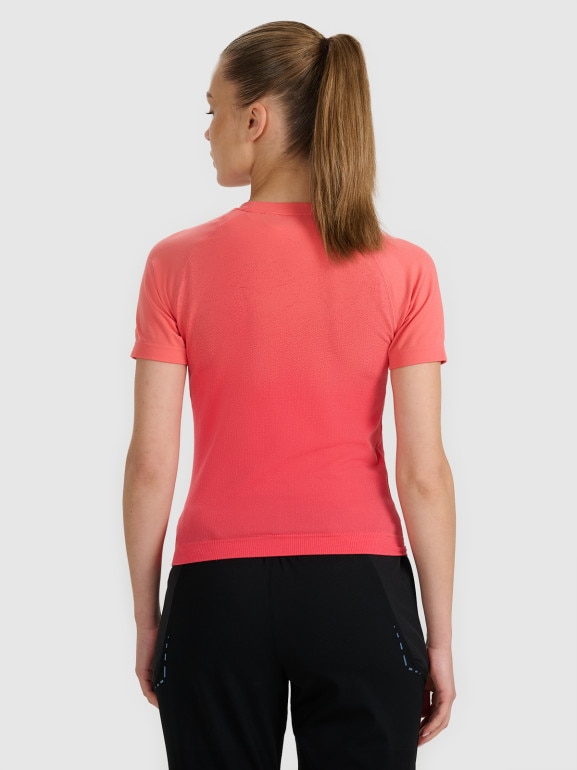 Damska koszulka do biegania w terenie 4F 4FWAW25TFTSF1509 - pomarańczowa