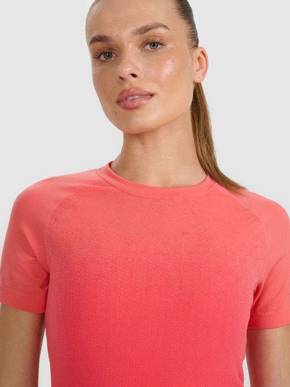 Damska koszulka do biegania w terenie 4F 4FWAW25TFTSF1509 - pomarańczowa