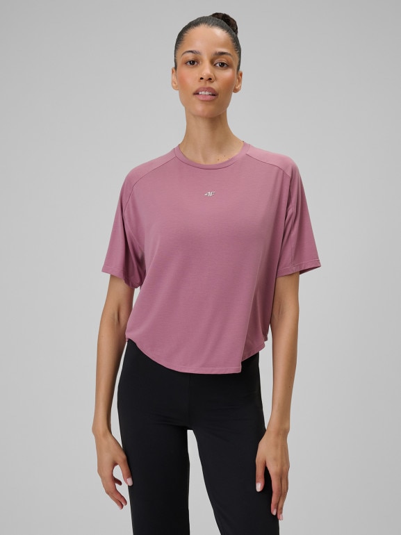 Damska koszulka do jogi 4F 4FRSS26TFTSF2331 - różowa