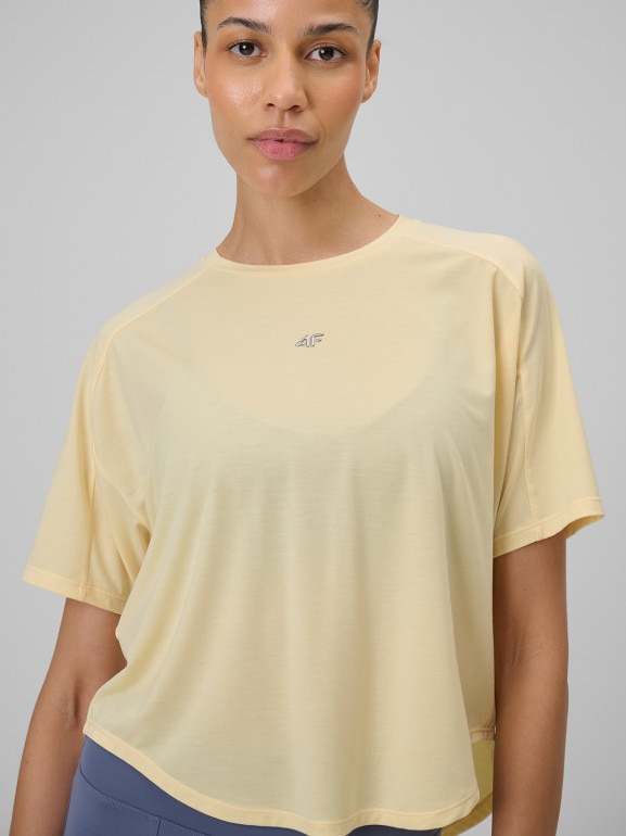 Damska koszulka do jogi 4F 4FRSS26TFTSF2331 - żółta