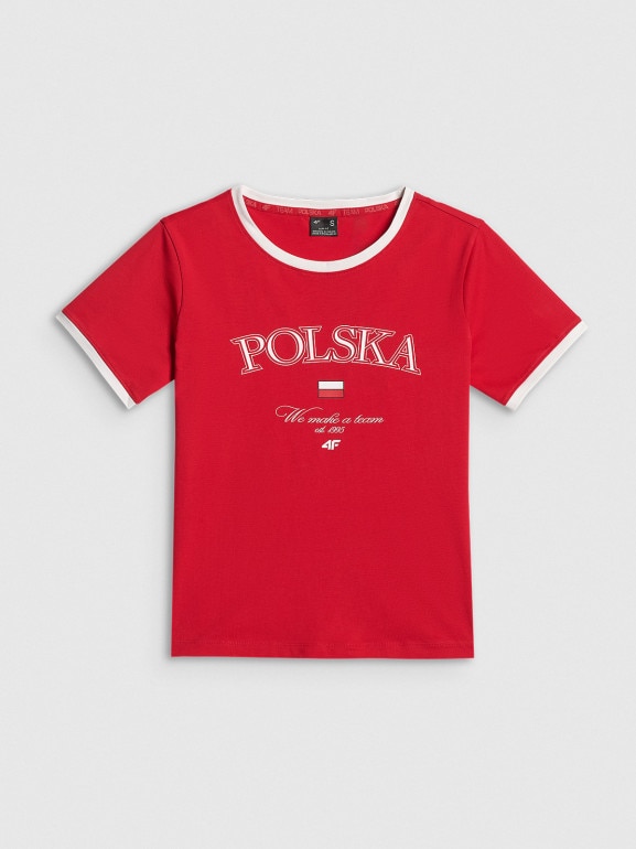 Damska koszulka kibica 4F 4FRSS26TTSHF3889 - czerwona