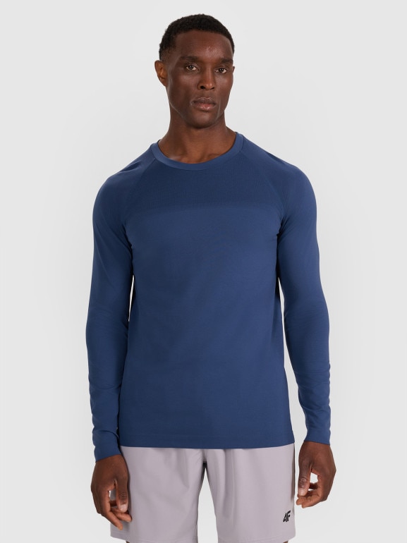 Męski longsleeve treningowy 4F 4FRSS24TPTSF623 - niebieski