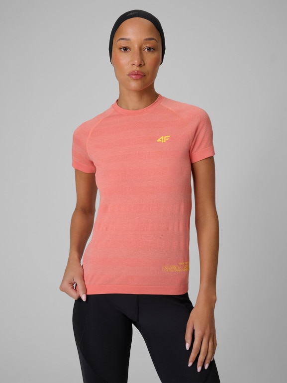 Damska koszulka trekkingowa 4F 4FRSS26TFTSF2374 - koralowa
