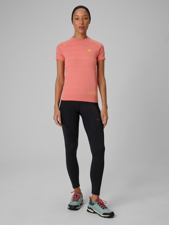 Damska koszulka trekkingowa 4F 4FRSS26TFTSF2374 - koralowa