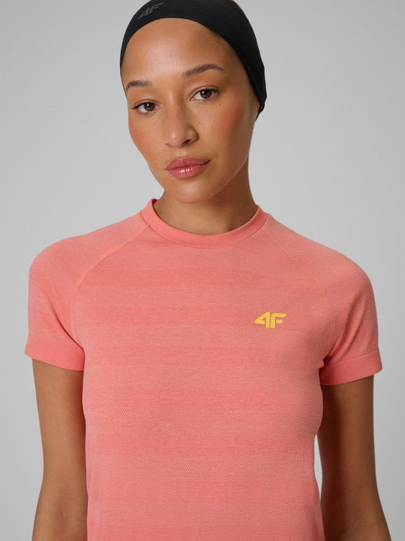 Damska koszulka trekkingowa 4F 4FRSS26TFTSF2374 - koralowa