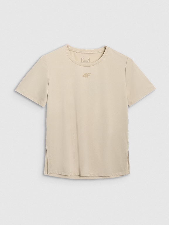 Damska koszulka treningowa 4F 4FWAW25TFTSF1517 - beżowa