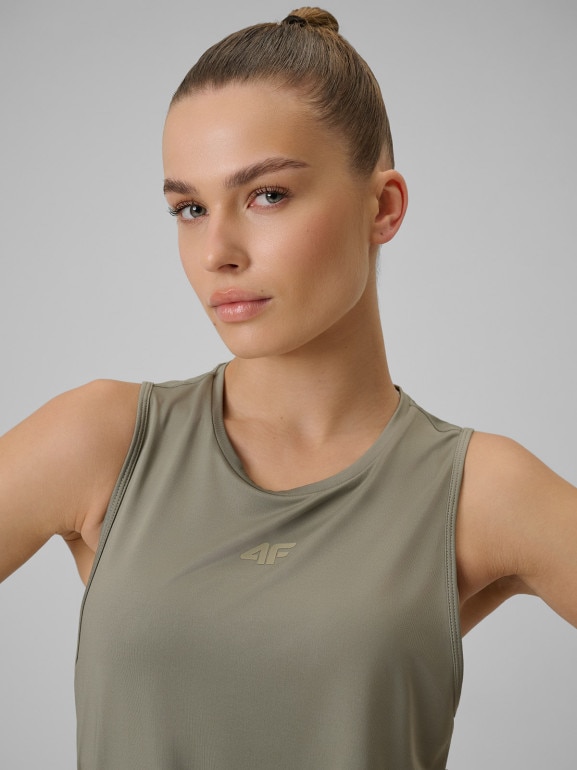Damska koszulka treningowa 4F 4FWSS26TFSLF0767 - khaki