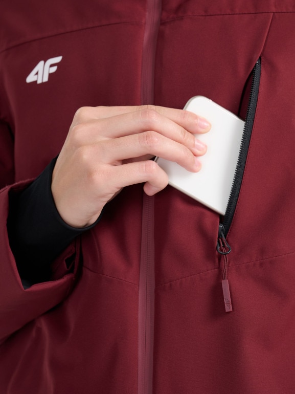 Damska kurtka narciarska 4F 4FRAW25TTJAF1071 - bordowa