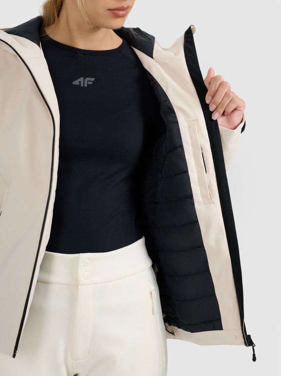 Damska kurtka narciarska 4F 4FWAW25TTJAF0807 - beżowa