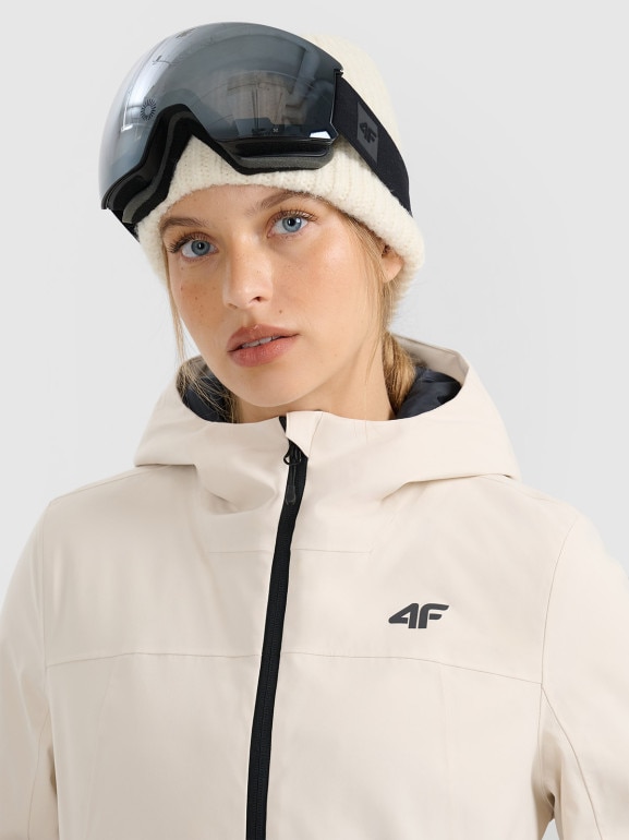 Damska kurtka narciarska 4F 4FWAW25TTJAF0807 - beżowa
