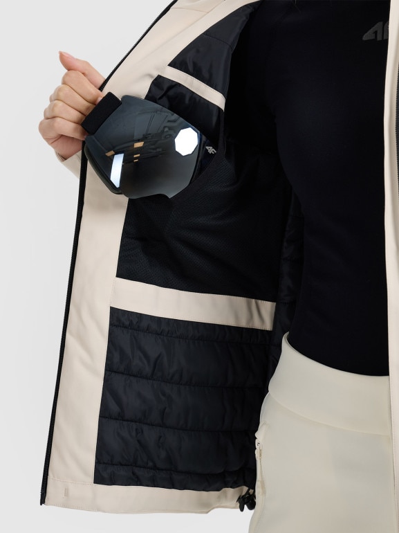 Damska kurtka narciarska 4F 4FWAW25TTJAF0807 - beżowa