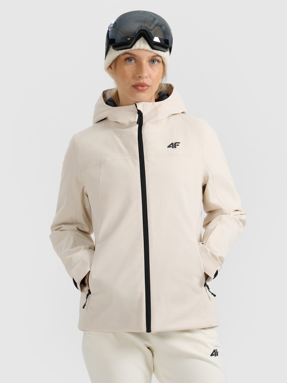Damska kurtka narciarska 4F 4FWAW25TTJAF0807 - beżowa