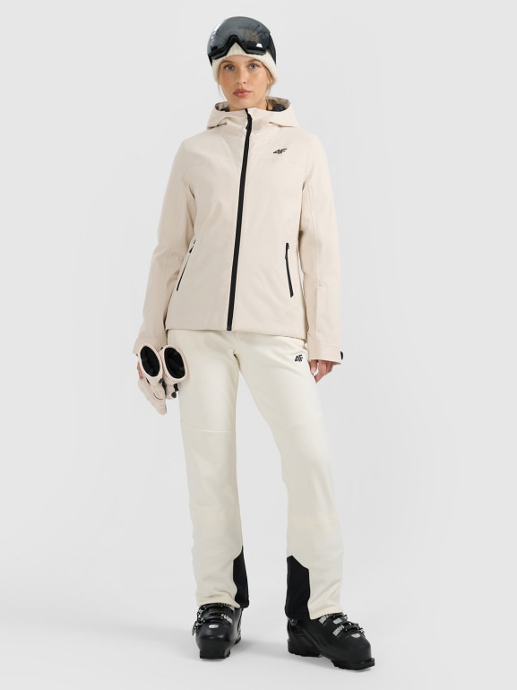 Damska kurtka narciarska 4F 4FWAW25TTJAF0807 - beżowa