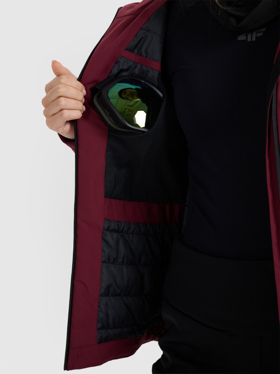Damska kurtka narciarska 4F 4FWAW25TTJAF0807 - bordowa