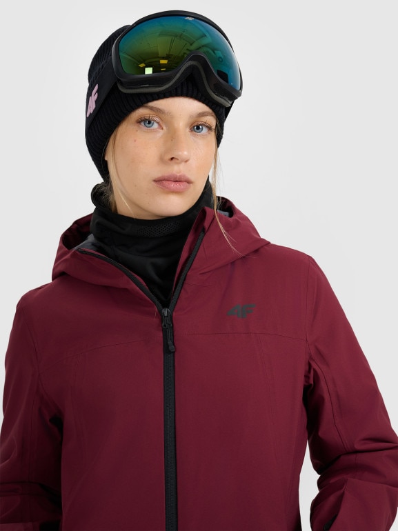 Damska kurtka narciarska 4F 4FWAW25TTJAF0807 - bordowa