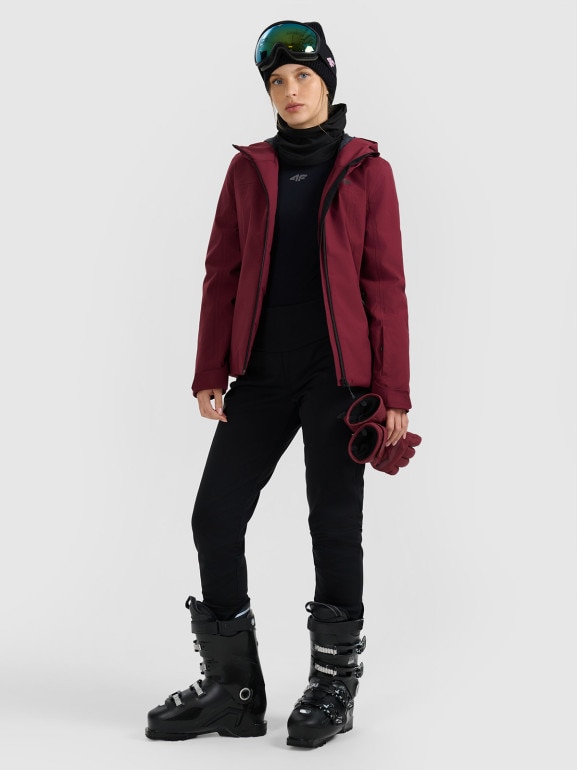 Damska kurtka narciarska 4F 4FWAW25TTJAF0807 - bordowa