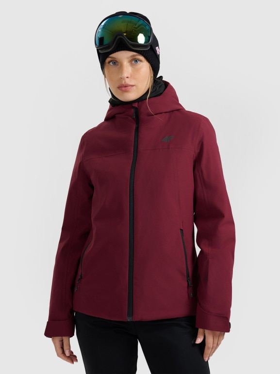 Damska kurtka narciarska 4F 4FWAW25TTJAF0807 - bordowa