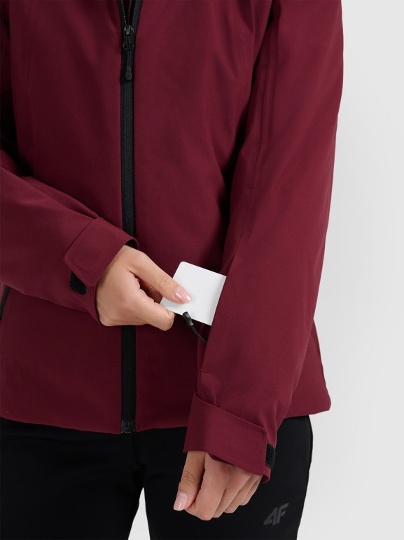 Damska kurtka narciarska 4F 4FWAW25TTJAF0807 - bordowa
