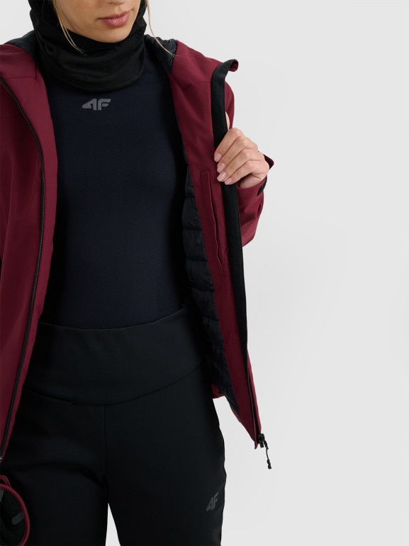 Damska kurtka narciarska 4F 4FWAW25TTJAF0807 - bordowa