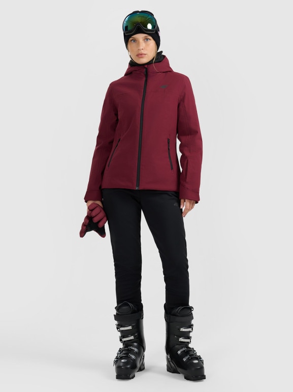 Damska kurtka narciarska 4F 4FWAW25TTJAF0807 - bordowa