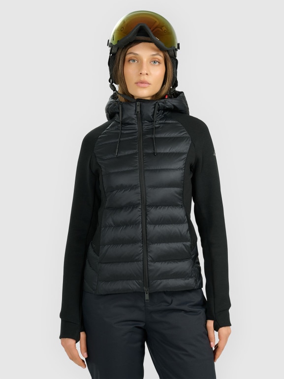 Damska kurtka pikowana z puchem naturalnym 4F 4FRAW25TDJAF0848 - czarna