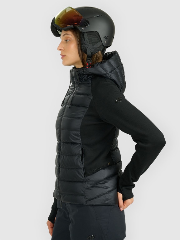 Damska kurtka pikowana z puchem naturalnym 4F 4FRAW25TDJAF0848 - czarna
