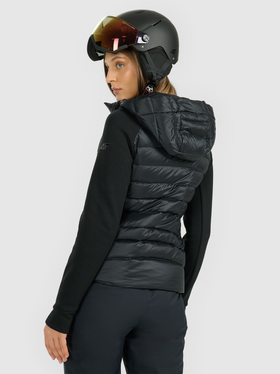 Damska kurtka pikowana z puchem naturalnym 4F 4FRAW25TDJAF0848 - czarna
