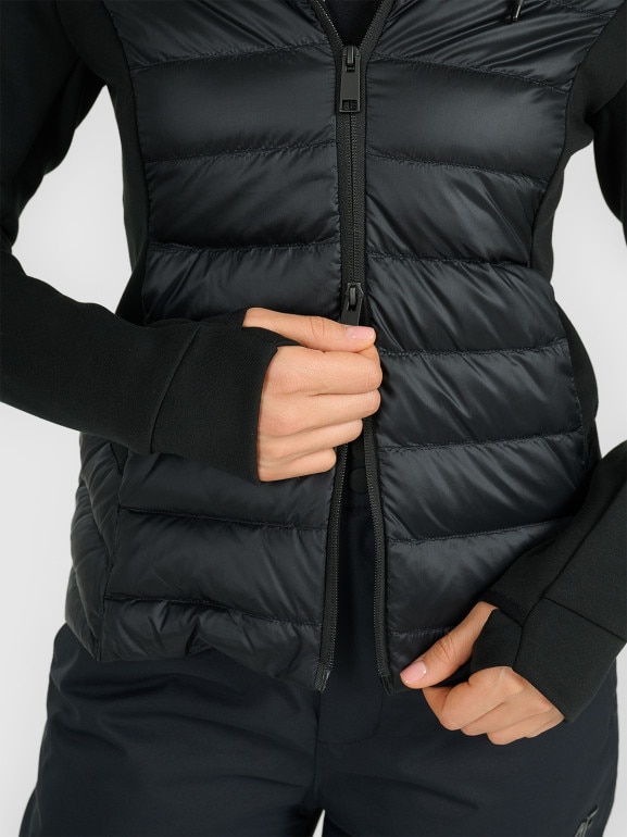 Damska kurtka pikowana z puchem naturalnym 4F 4FRAW25TDJAF0848 - czarna