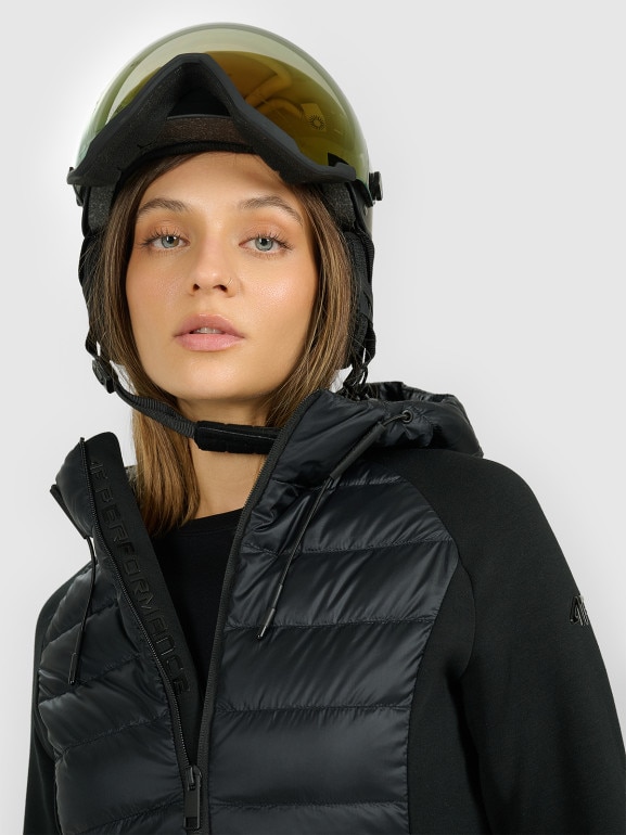 Damska kurtka pikowana z puchem naturalnym 4F 4FRAW25TDJAF0848 - czarna