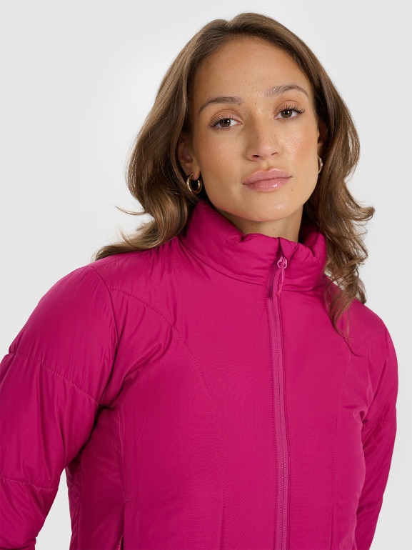 Damska kurtka puchowa pikowana 4F 4FRAW25TDJAF0705 - różowa