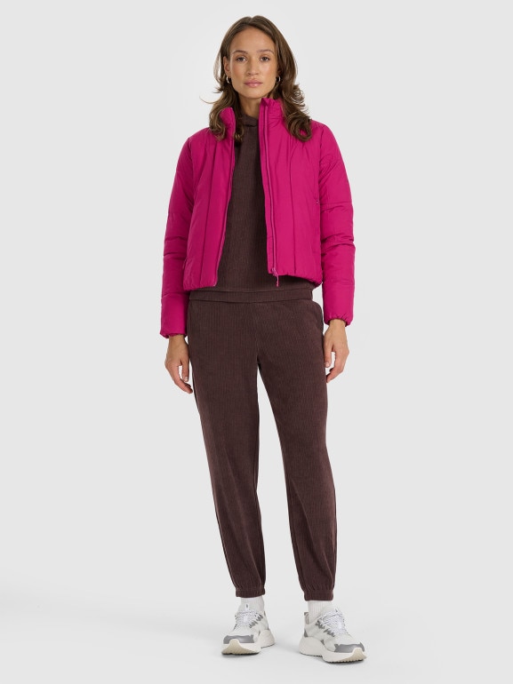 Damska kurtka puchowa pikowana 4F 4FRAW25TDJAF0705 - różowa