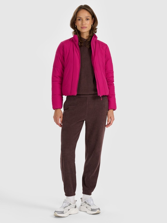 Damska kurtka puchowa pikowana 4F 4FRAW25TDJAF0705 - różowa