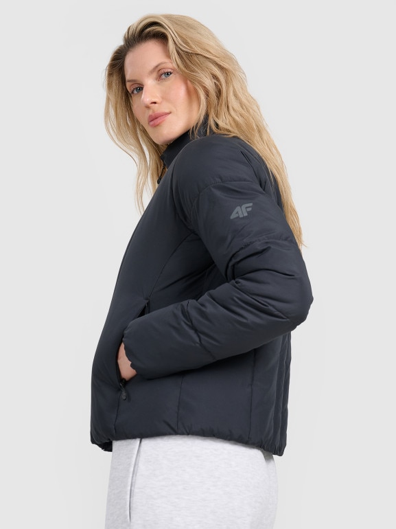 Damska kurtka puchowa pikowana 4F 4FRAW25TDJAF0705 - czarna