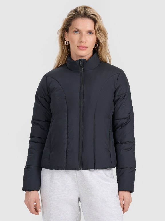 Damska kurtka puchowa pikowana 4F 4FRAW25TDJAF0705 - czarna