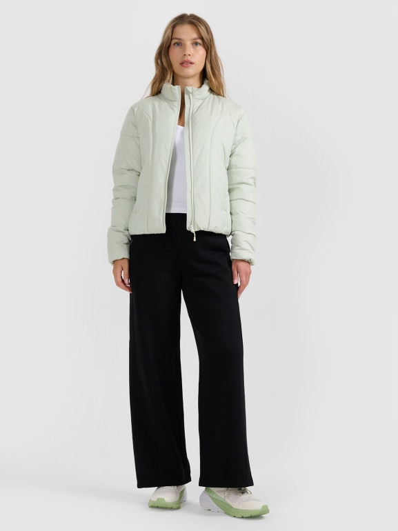 Damska kurtka puchowa pikowana 4F 4FRAW25TDJAF0705 - miętowa