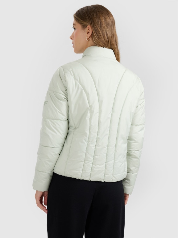 Damska kurtka puchowa pikowana 4F 4FRAW25TDJAF0705 - miętowa