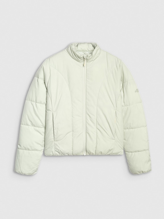 Damska kurtka puchowa pikowana 4F 4FRAW25TDJAF0705 - miętowa