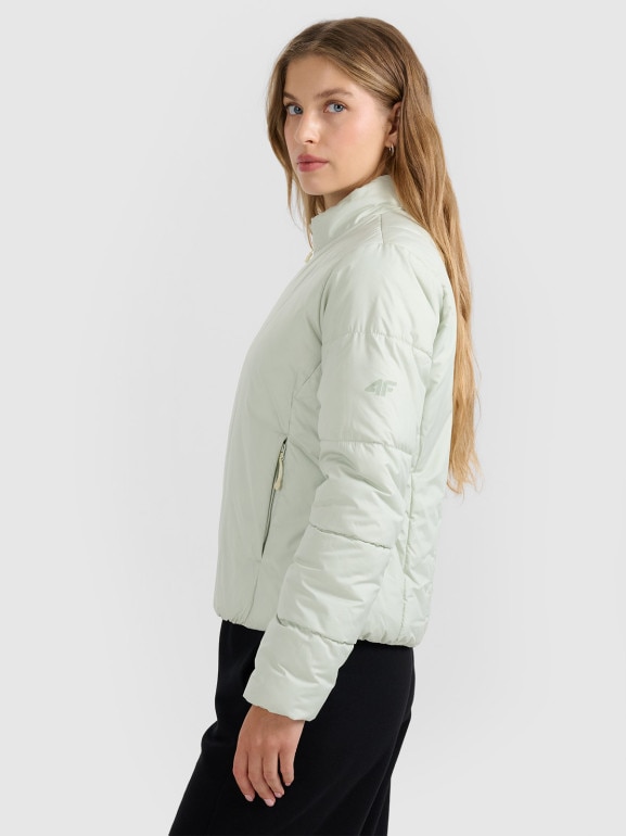 Damska kurtka puchowa pikowana 4F 4FRAW25TDJAF0705 - miętowa