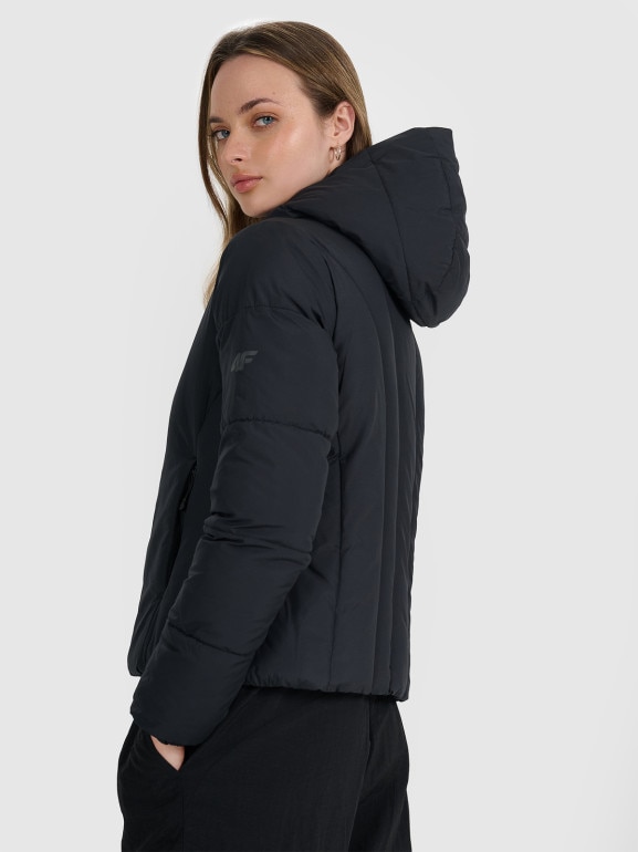 Damska kurtka puchowa pikowana 4F 4FRAW25TDJAF0706 - czarna