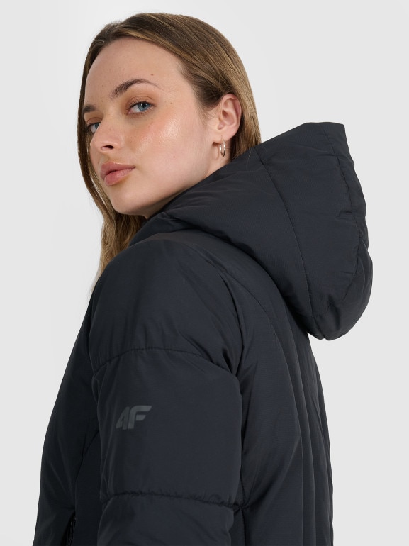 Damska kurtka puchowa pikowana 4F 4FRAW25TDJAF0706 - czarna