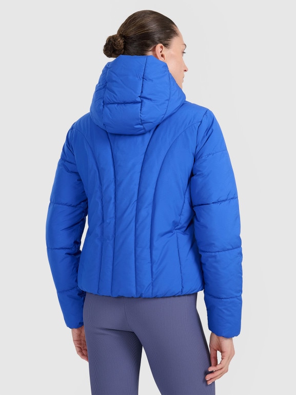 Damska kurtka puchowa pikowana 4F 4FRAW25TDJAF0706 - niebieska
